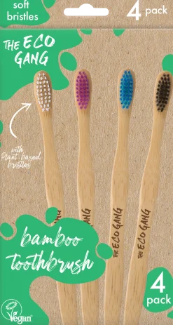 Adult Bamboo Toothbrush 4 Pack, 4 pezzi