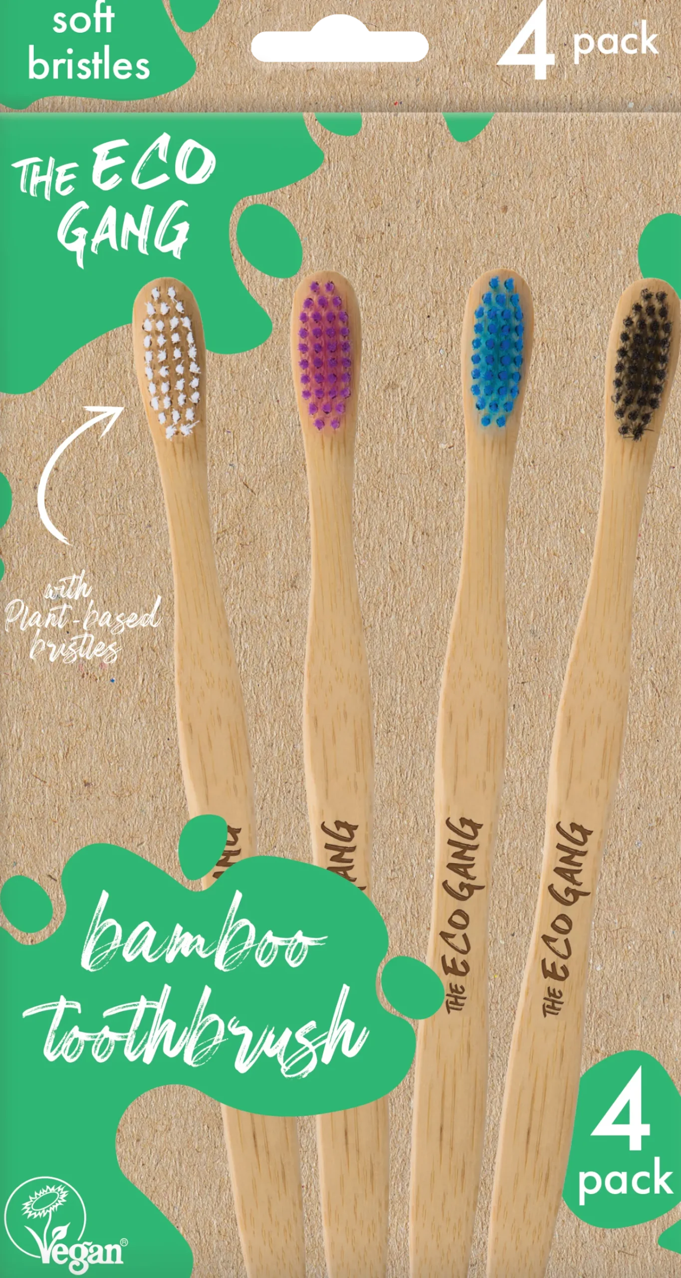 Adult Bamboo Toothbrush 4 Pack, 4 pezzi