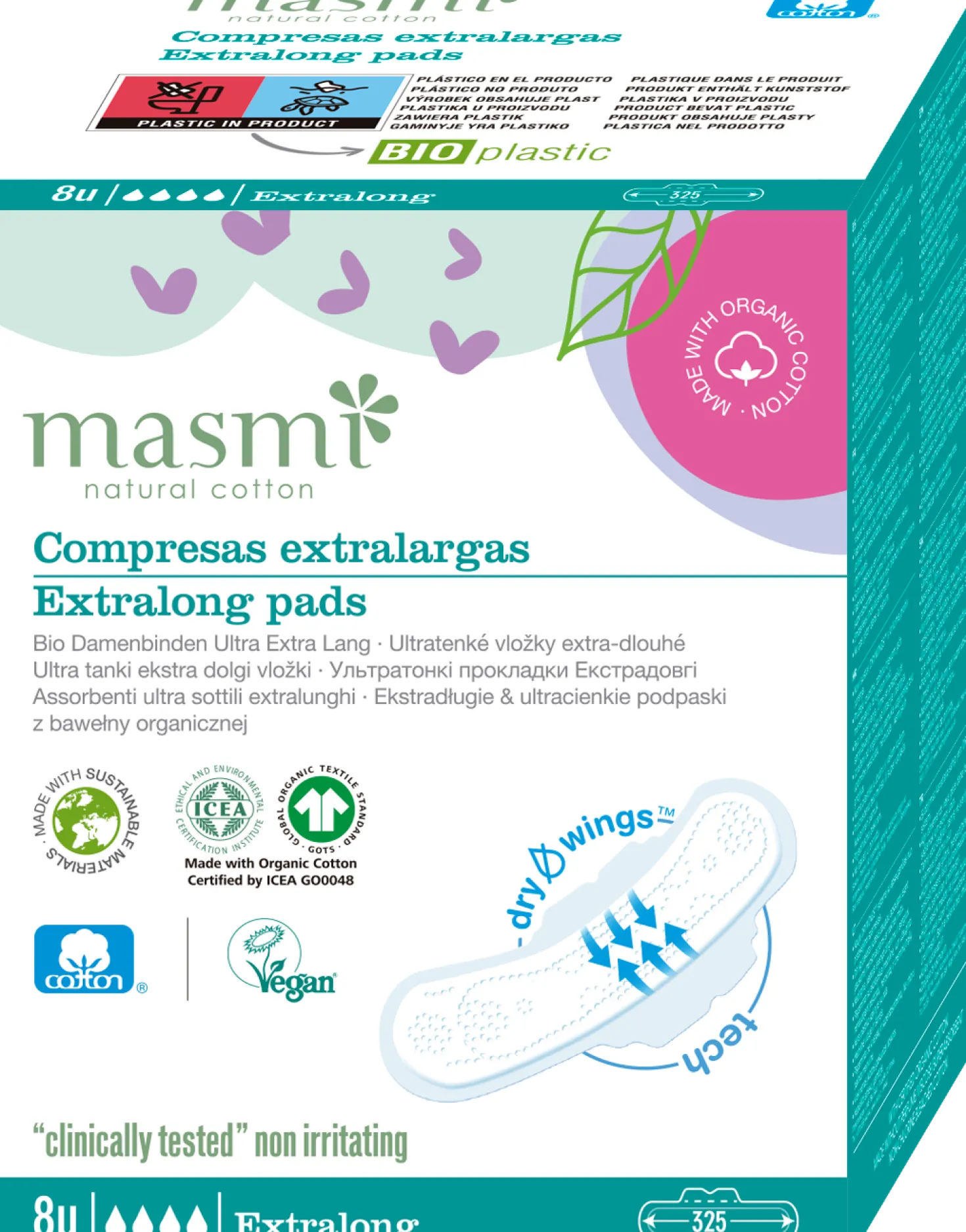 Assorbenti Biologici Extra Lunghi, 8 pezzi