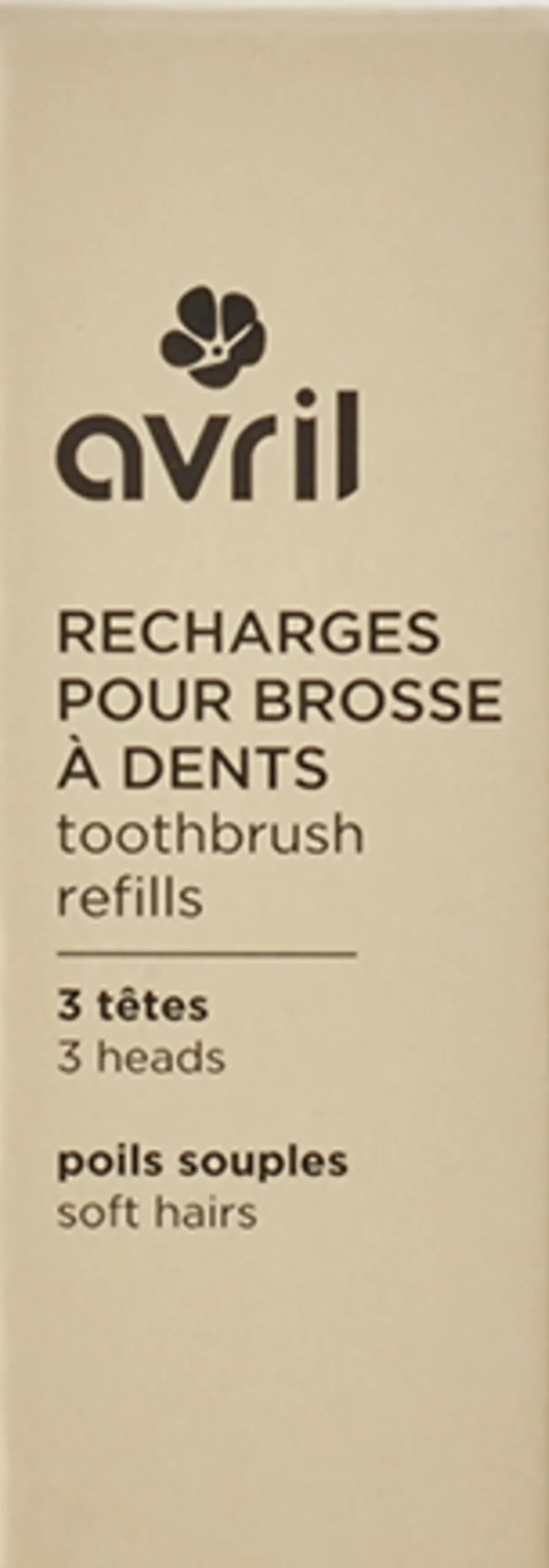 Avril Toothbrush Head Refills, Soft (3 pezzi)