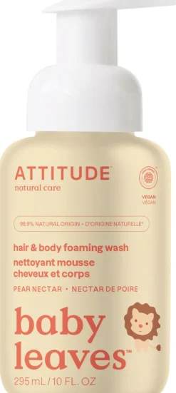 baby leaves 2-in-1 Hair & Body Foaming Wash, Pear Nectar (295 ml)