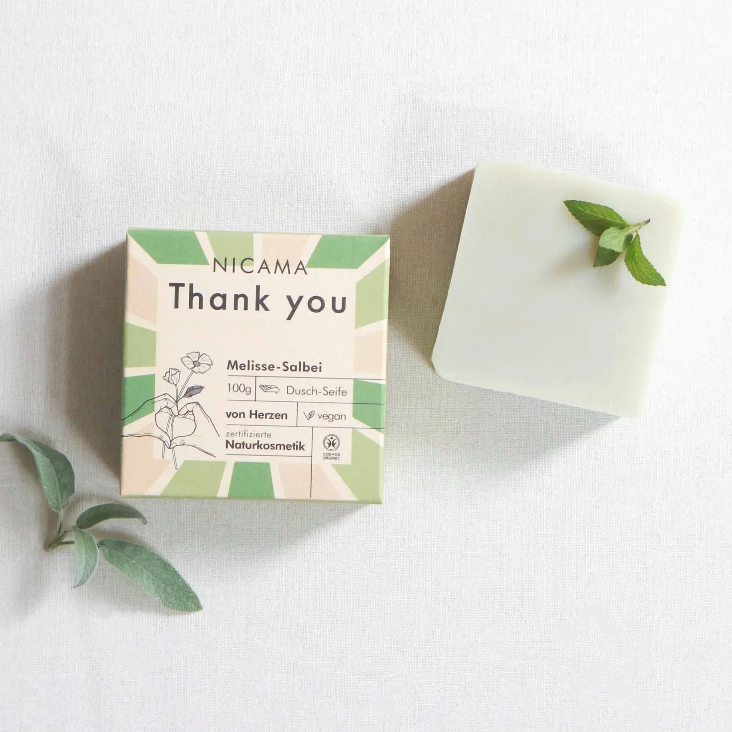 Bagnoschiuma Solido "Thank You" - Melissa e Salvia, 100 g