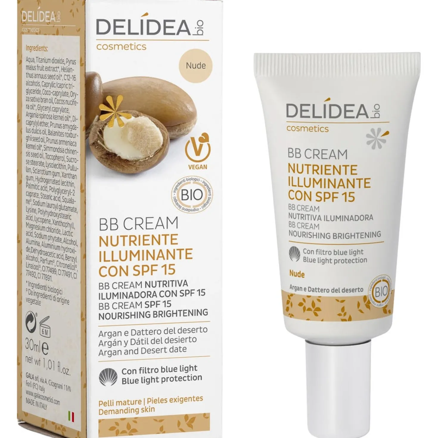 BB Cream Nutriente Illuminante SPF 15 Argan & Dattero , Nude (30 ml)