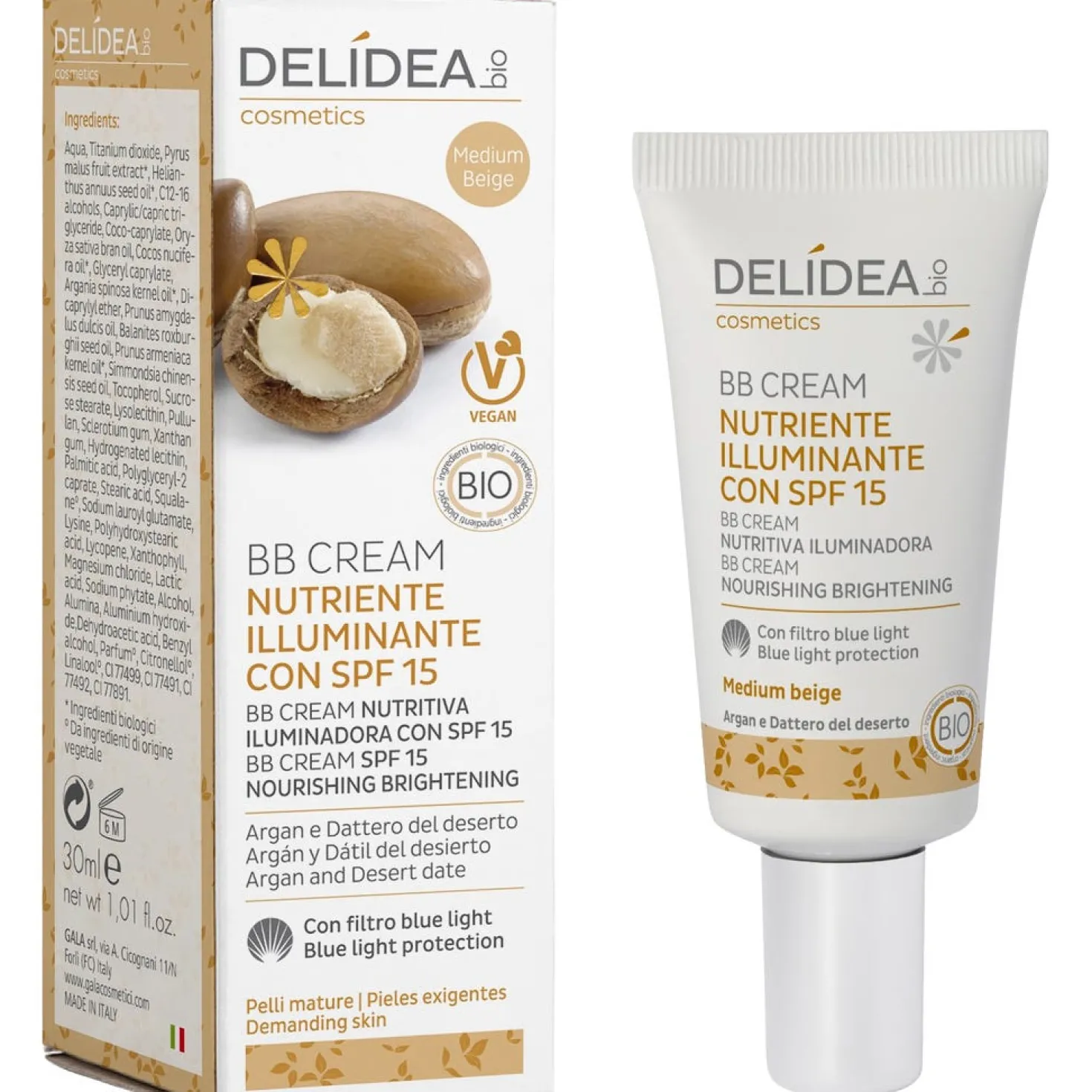 BB Cream Nutriente Illuminante SPF 15 Argan & Dattero , Nude (30 ml)
