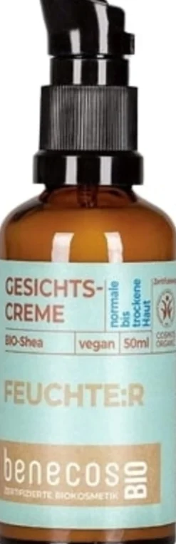 benecosBIO Crema Viso al Burro di Karité Bio, 50 ml