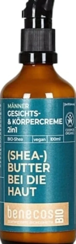 benecosBIO Crema Viso e Corpo 2in1 Uomo al Burro di Karitè Bio, 100 ml