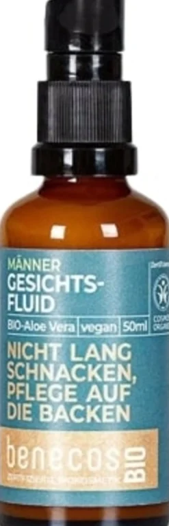 benecosBIO Fluido Viso Uomo all'Aloe Vera Bio, 50 ml