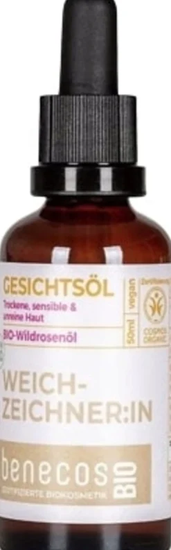 benecosBIO Olio Viso all'Olio di Rosa Selvatica Bio, 50 ml
