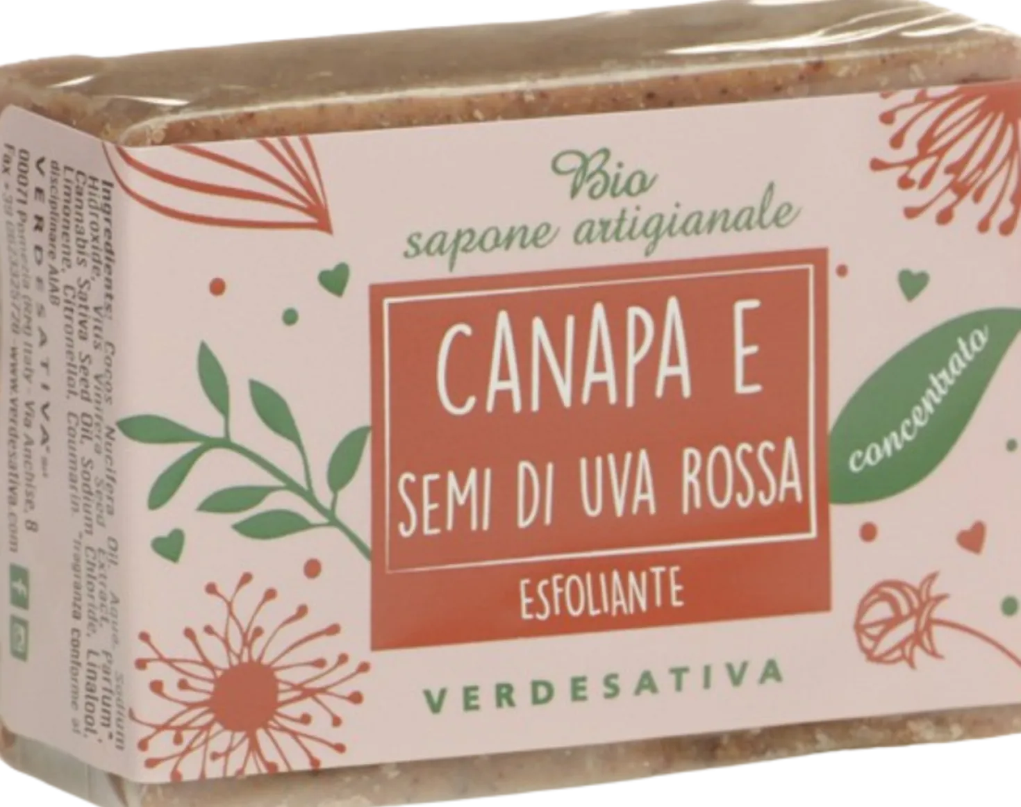 Bio Sapone Canapa e Semi di Uva Rossa, 100 g