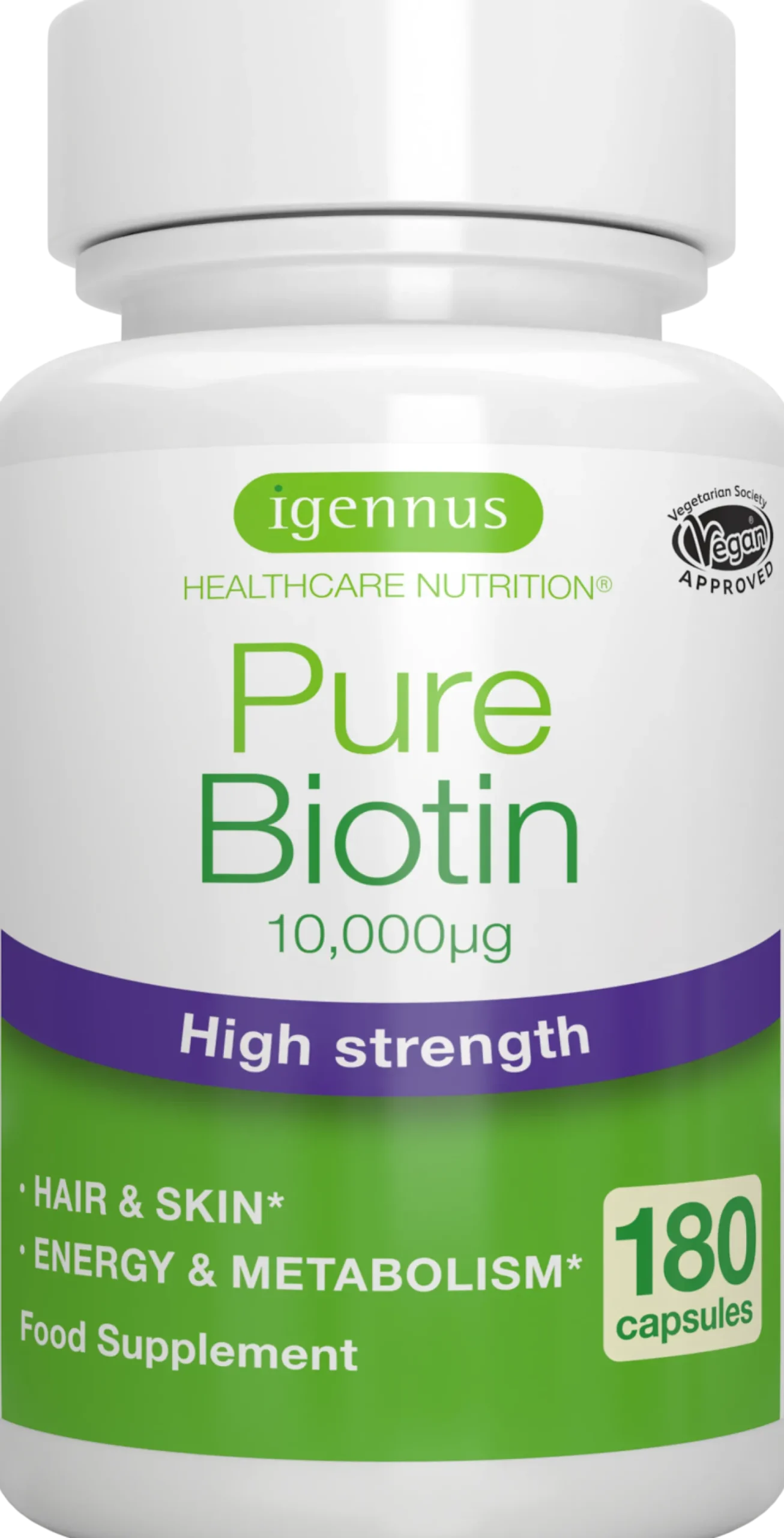 Biotina Pura 10.000 mcg, 180 capsule vegetali