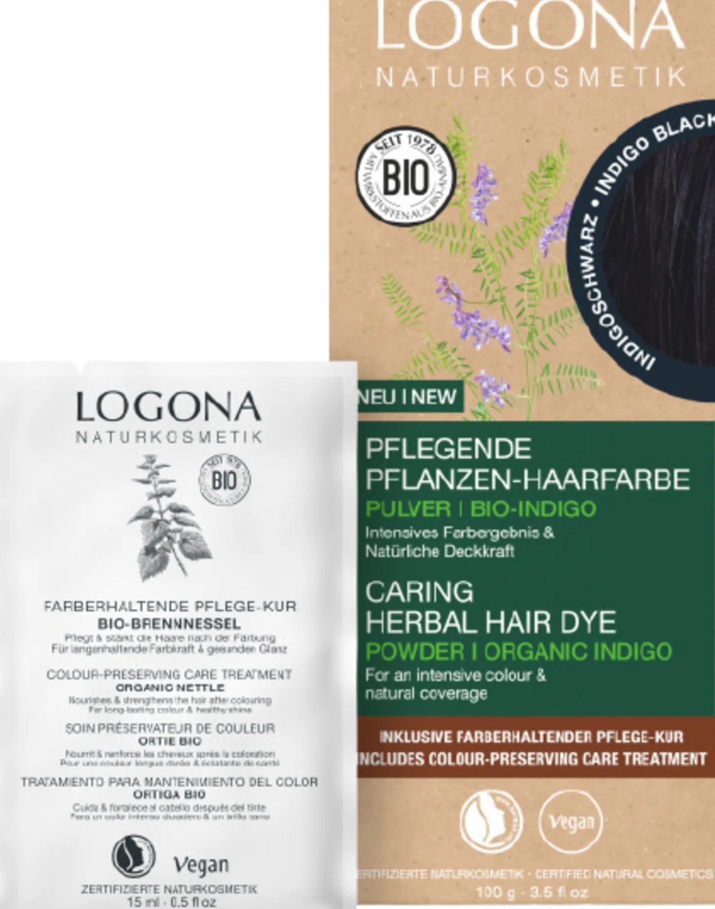 Colore in Polvere per Capelli a Base di Erbe Indigo, 100 g