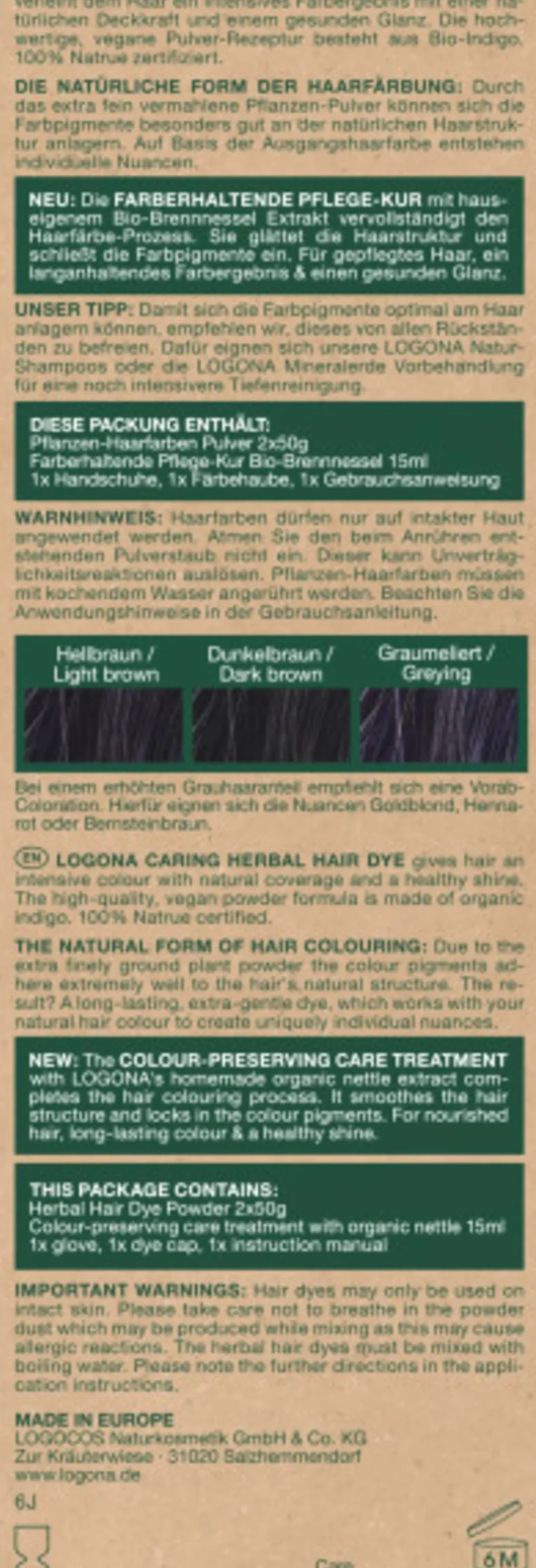 Colore in Polvere per Capelli a Base di Erbe Indigo, 100 g