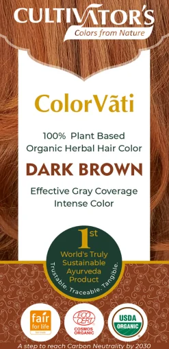 ColorVãti Organic Herbal Hair Color - 08 Dark Brown, 100 g
