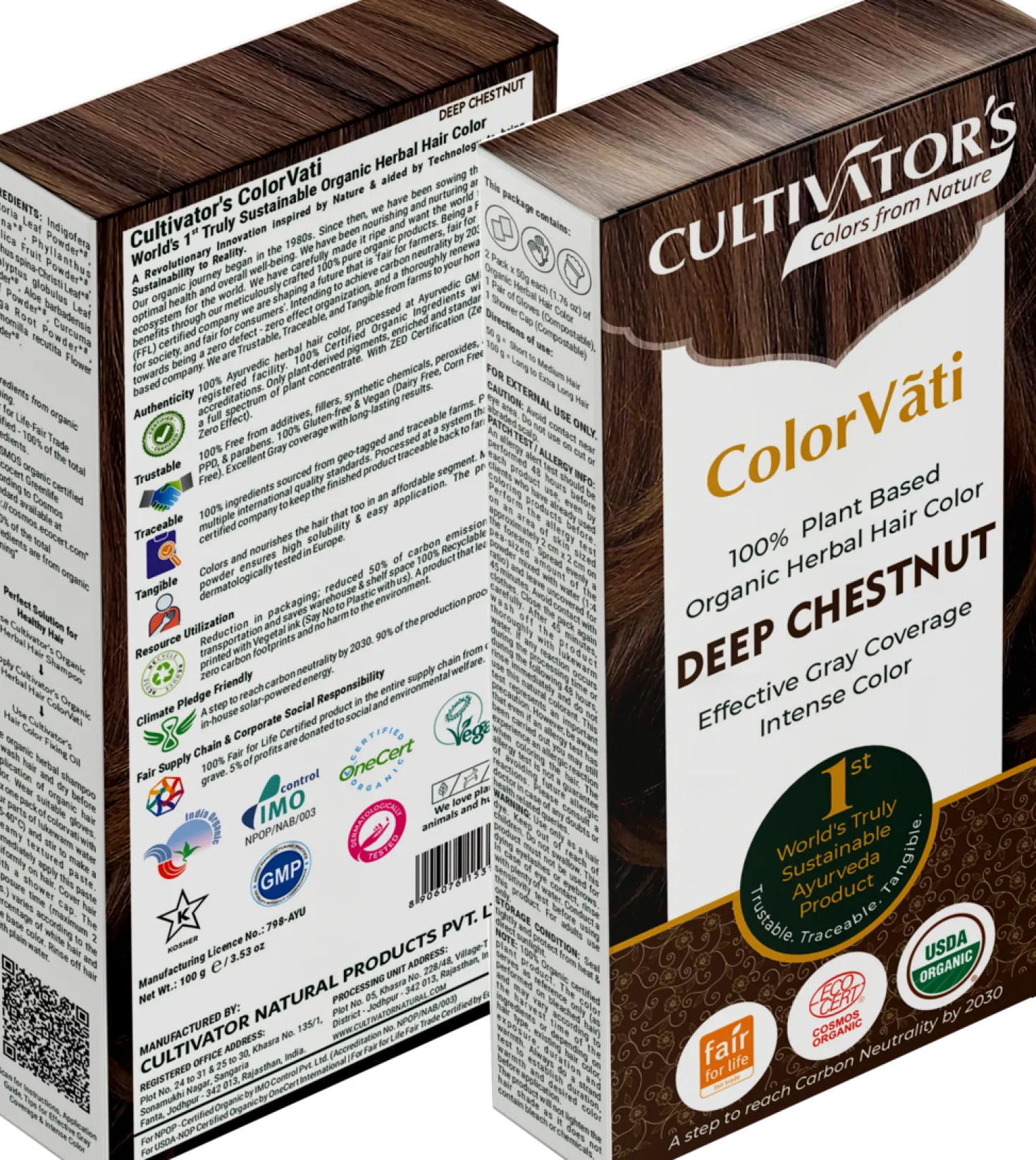 ColorVãti Organic Herbal Hair Color - 16 Deep Chestnut, 100 g