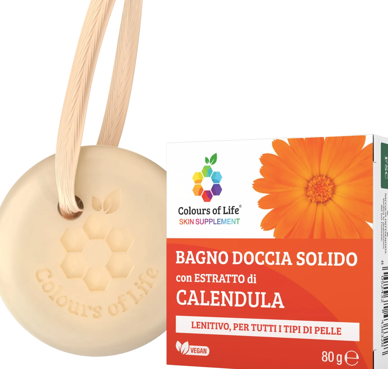 Colours of Life Bagno Doccia Solido alla Calendula, 80 g
