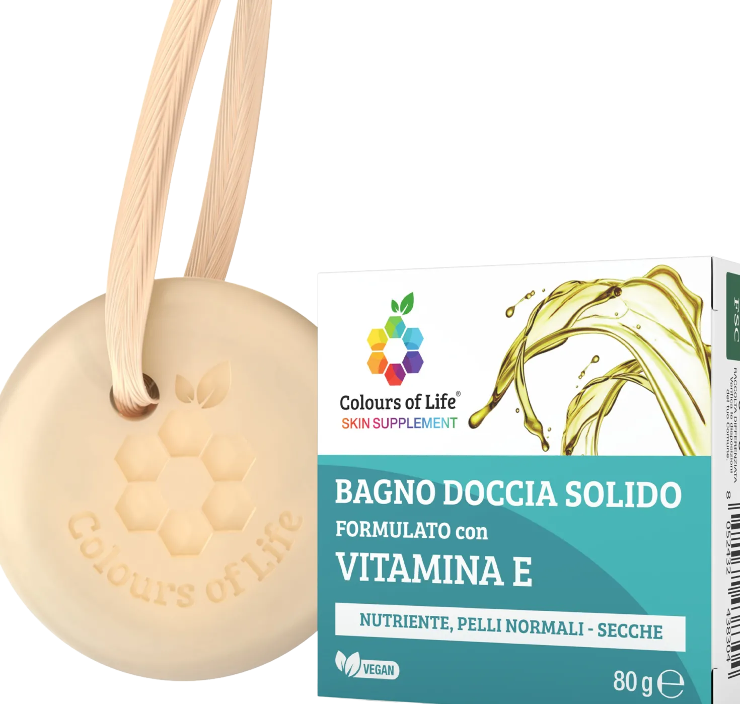 Colours of Life Bagno Doccia Solido alla Vitamina E, 80 g