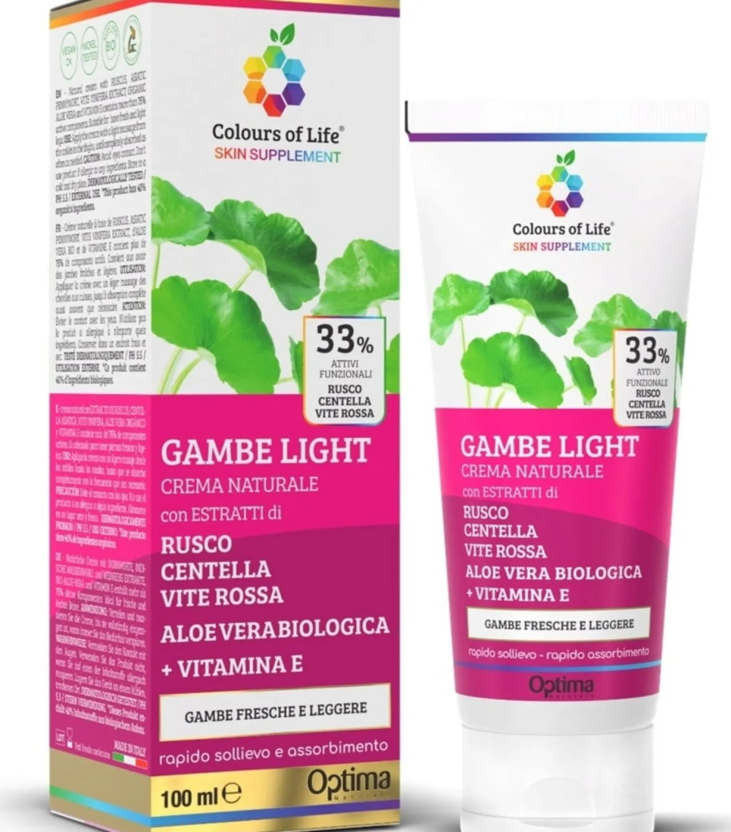 Colours of Life Crema Eudermica Gambe light, 100 ml