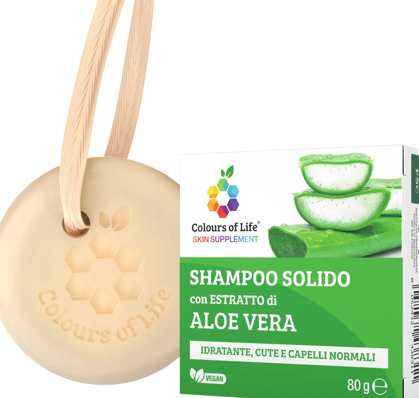 Colours of Life Shampoo Solido all'Aloe Vera, 80 g