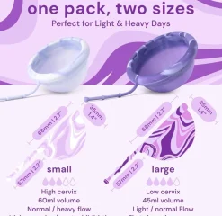 Comfydisc - Dischi Mestruali con Cordino di Rimozione, Viola (2 pezzi)