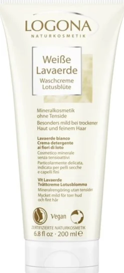 Crema Detergente Argilla Bianca & Fiori di Loto, 200 ml