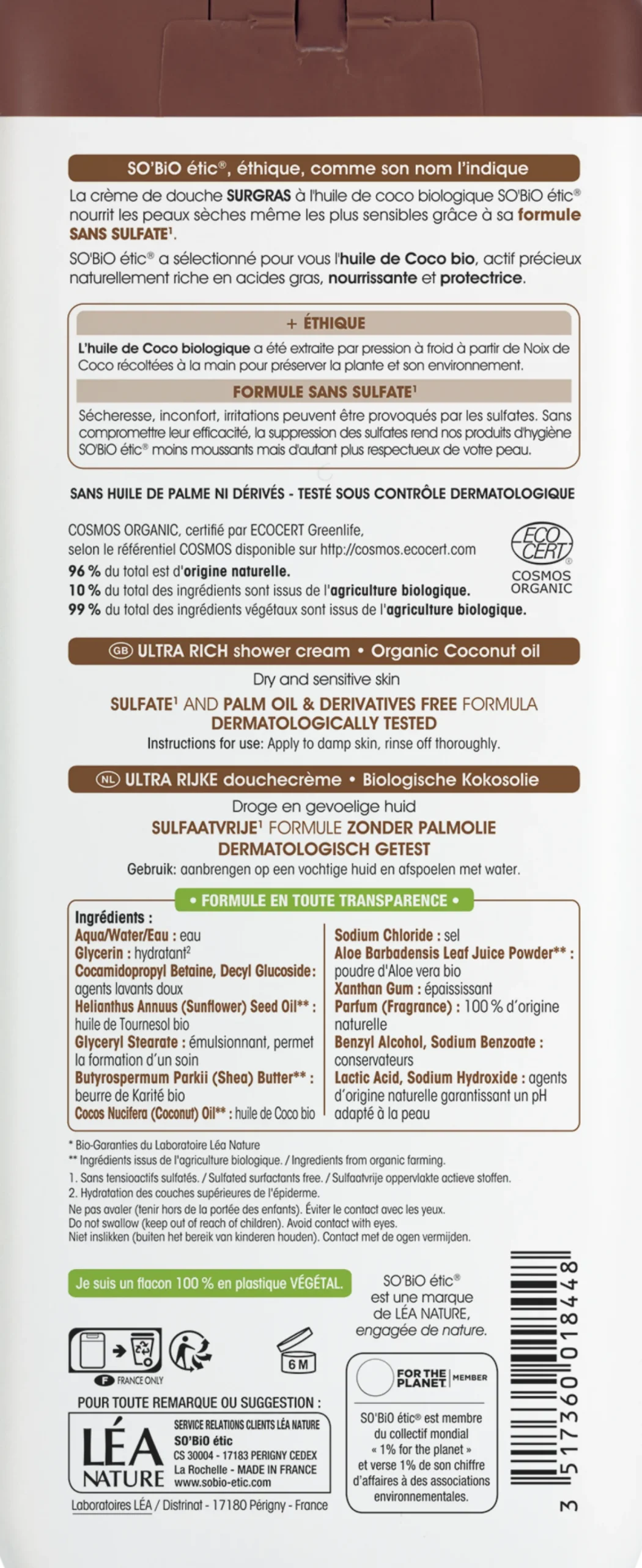 Crema Doccia Ultra Ricca al Cocco, 650 ml