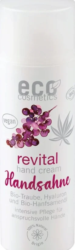 Crema Mani con Uva Bio, Acido Ialuronico e Olio di Semi di Canapa Bio, 50 ml