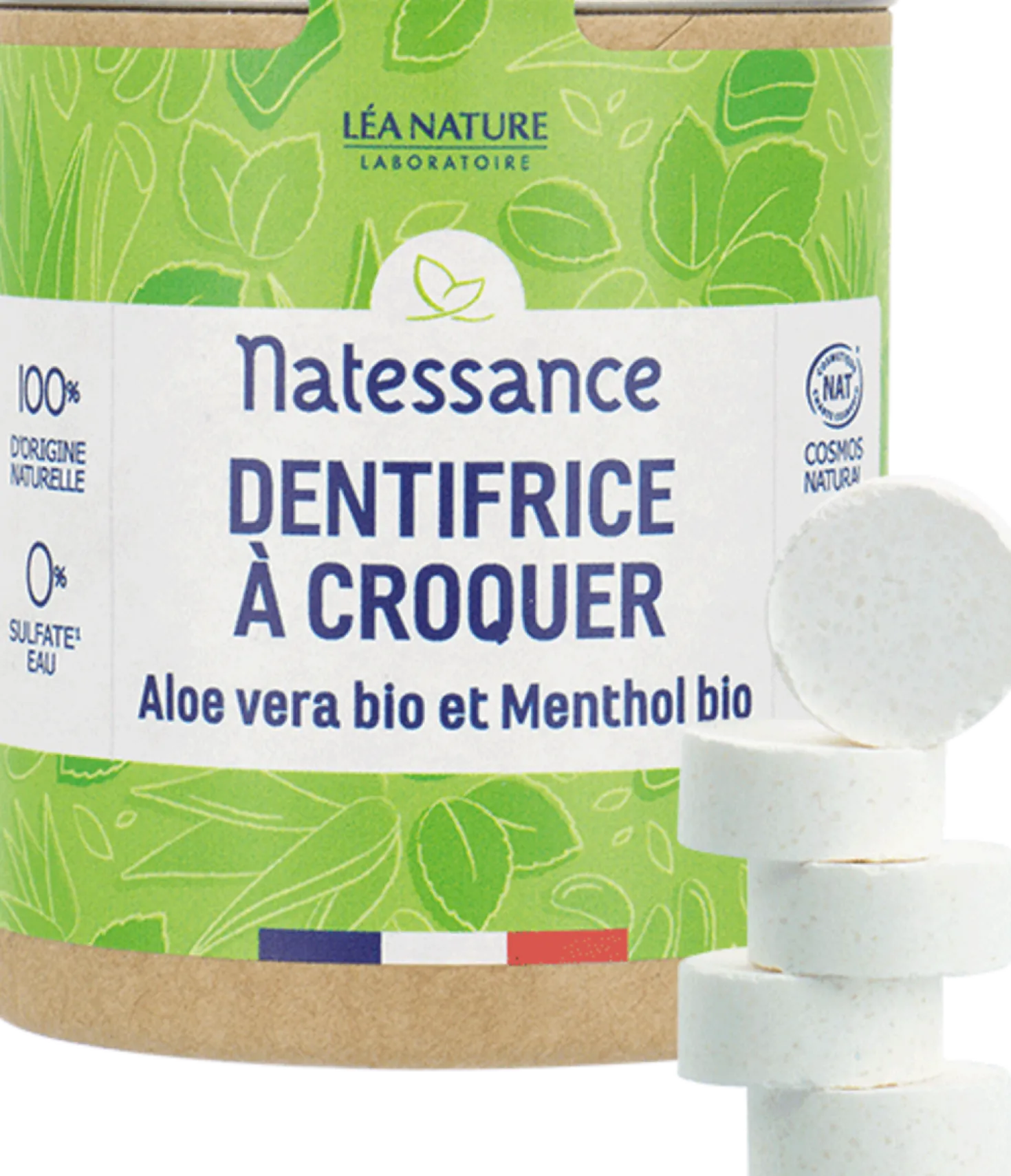 Dentifricio in Pastiglie Aloe Vera e Mentolo, 80 pezzi