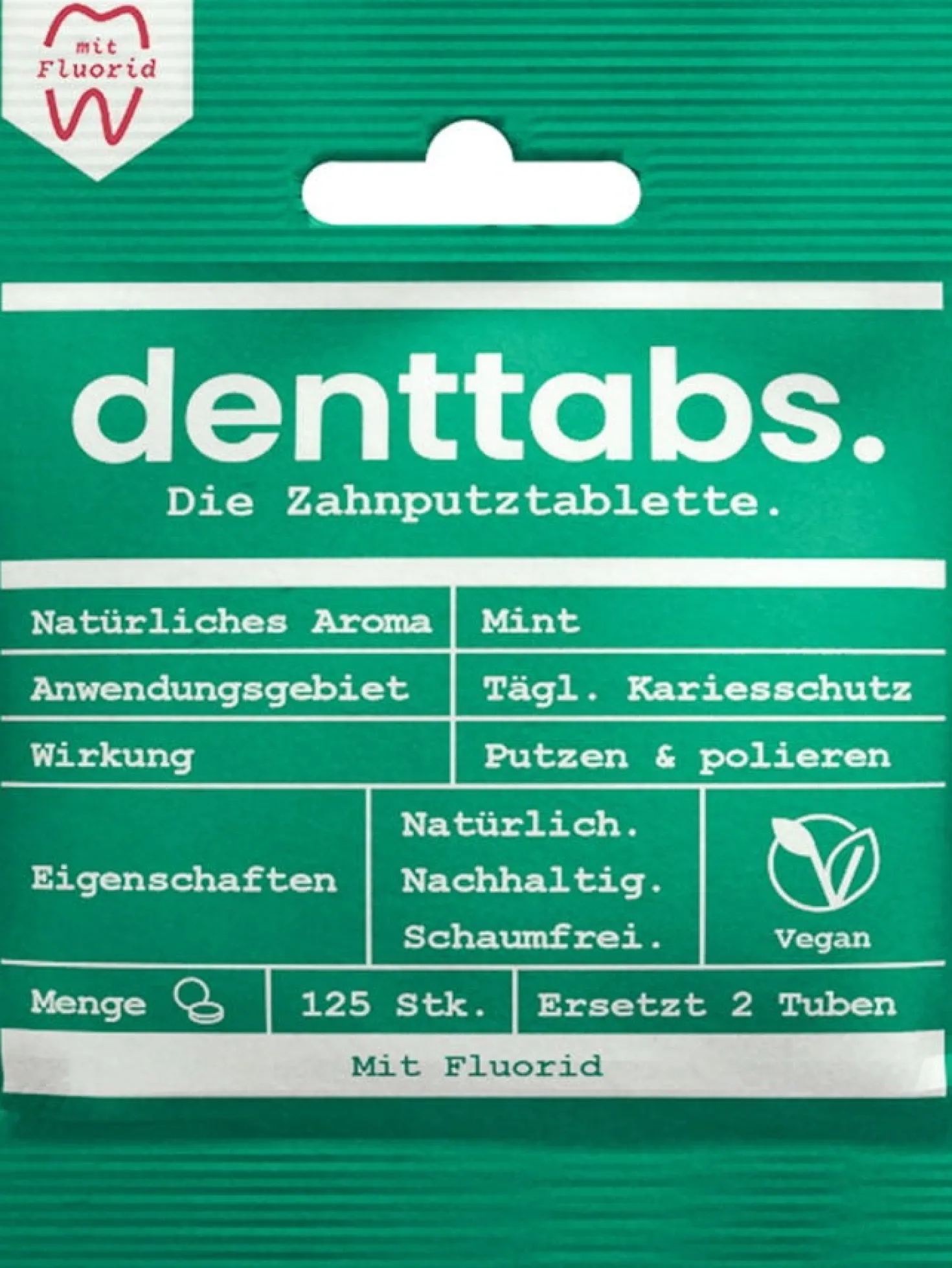 Dentifricio in Pastiglie - Stevia e Menta con Fluoruro, 125 pezzi