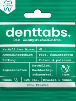 Dentifricio in Pastiglie - Stevia & Menta senza Fluoruro, 125 pezzi