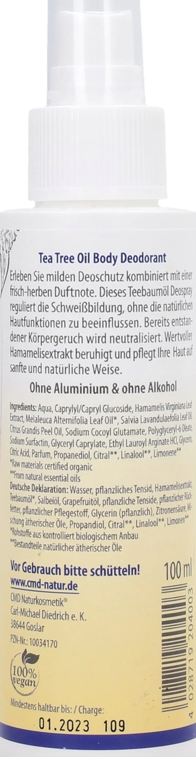 Deodorante Spray al Tea Tree, 100 ml