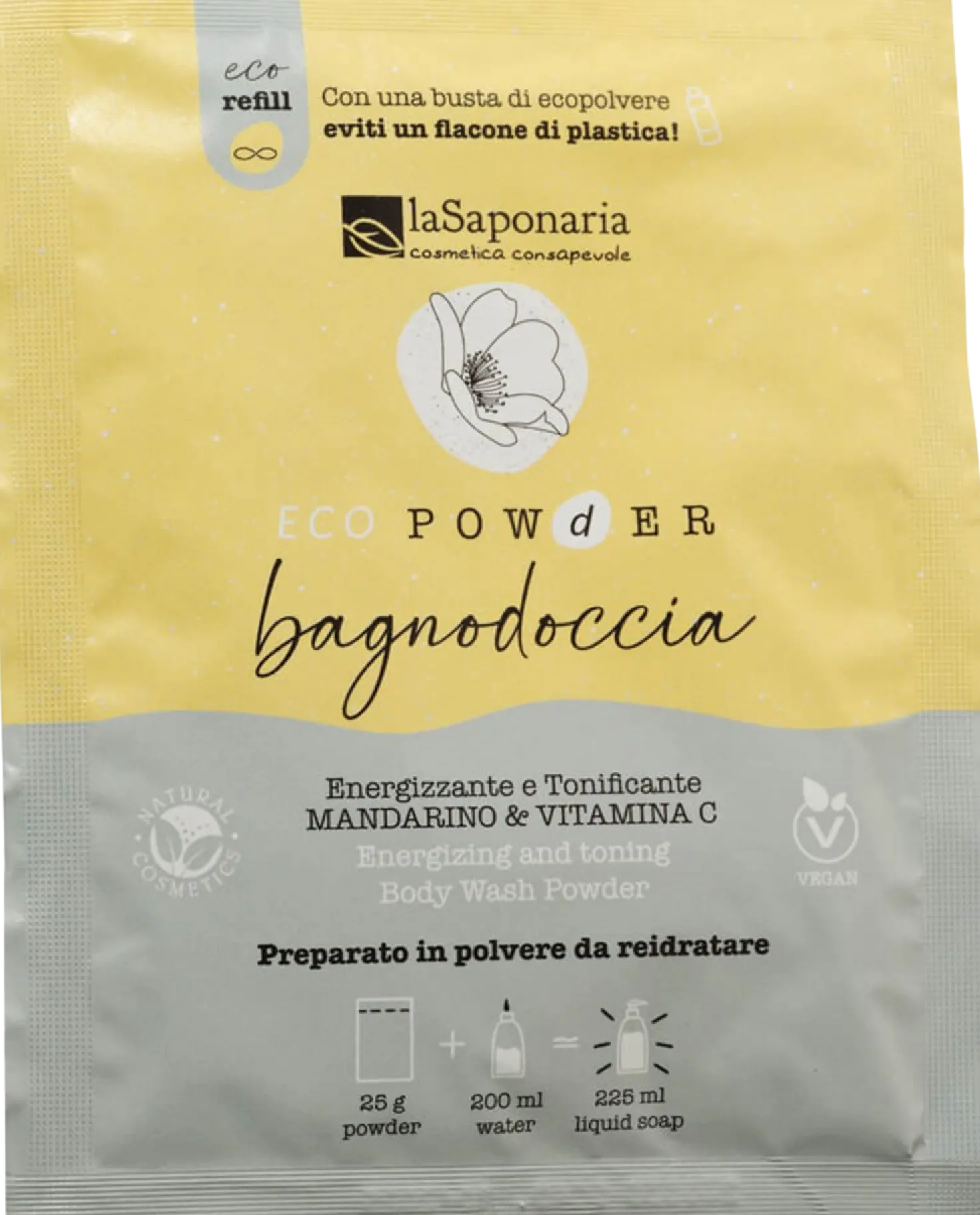 EcoPowder Bagno Doccia in Polvere Energizzante, 25 g
