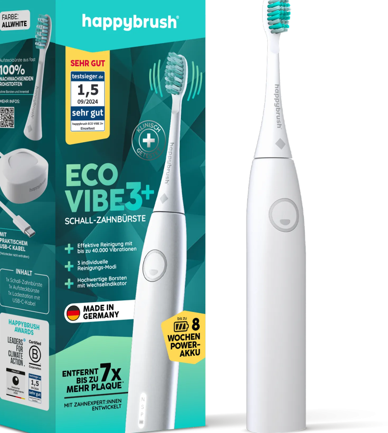 ECO VIBE 3+ - Spazzolino Sonico Bianco-Menta