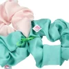 Elastici in Raso di Seta Verde-Rosa, Medium