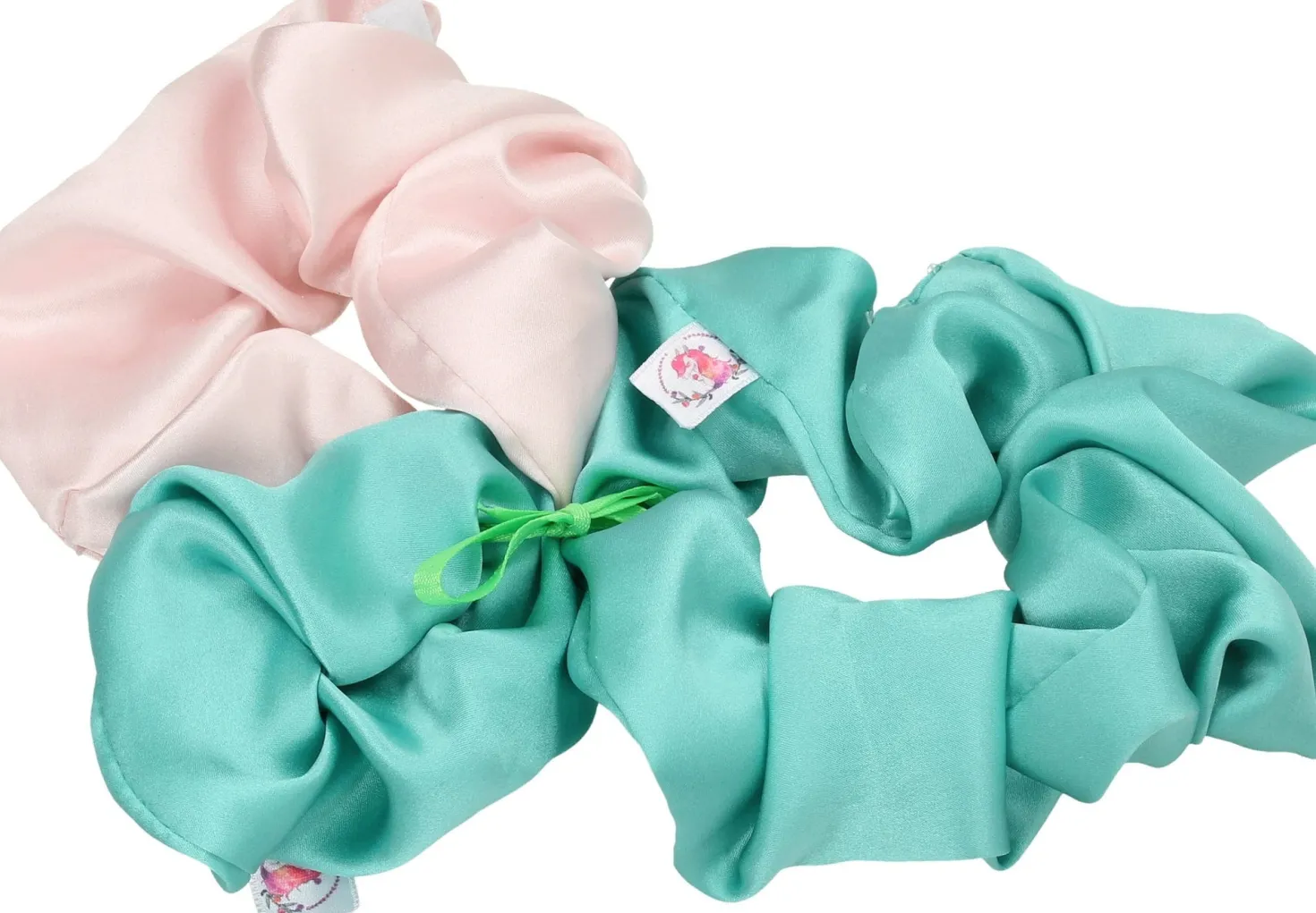 Elastici in Raso di Seta Verde-Rosa, Medium