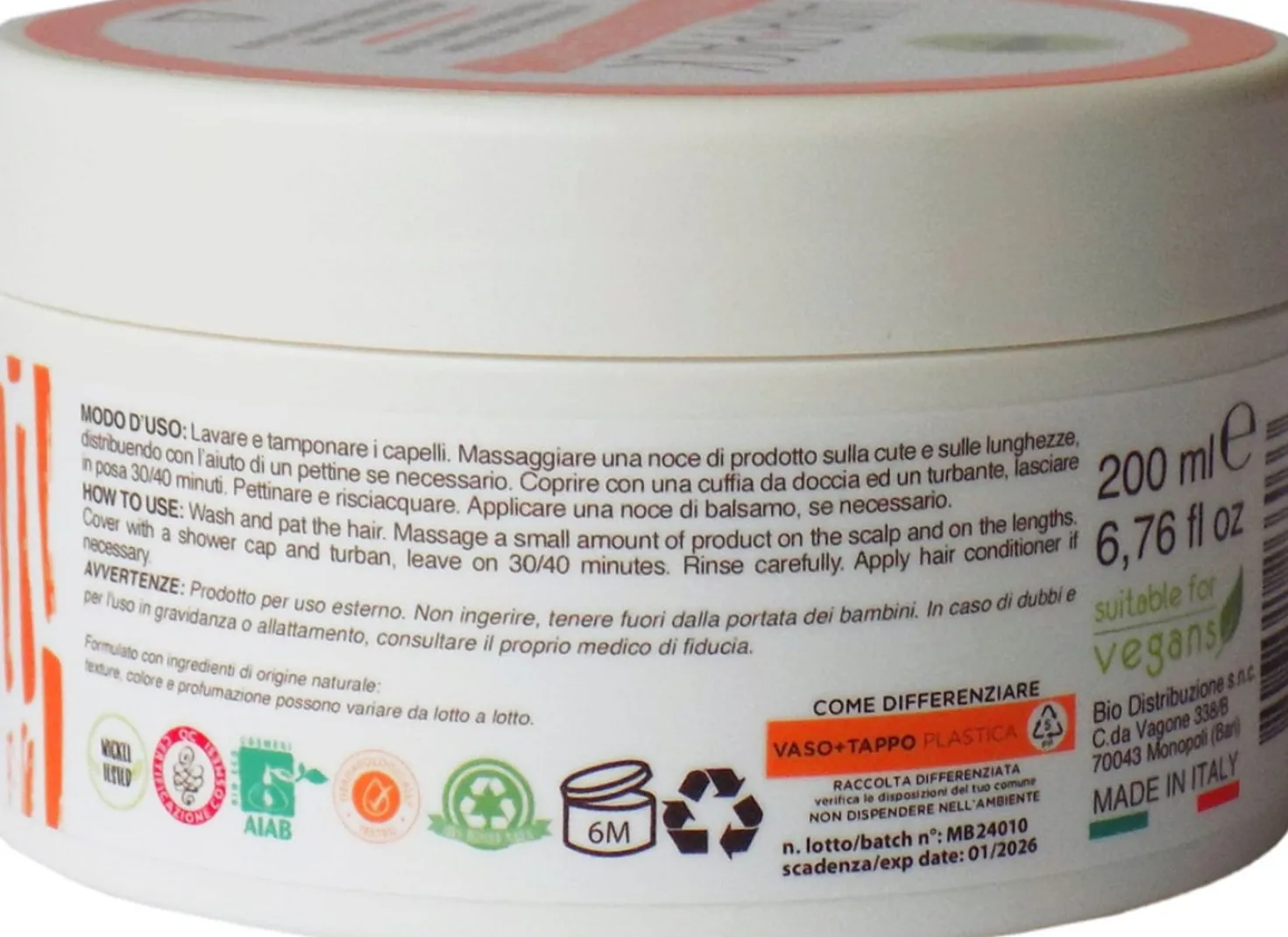 FUOCO Impacco Capelli Ayurvedico Rigenerante, 200 ml