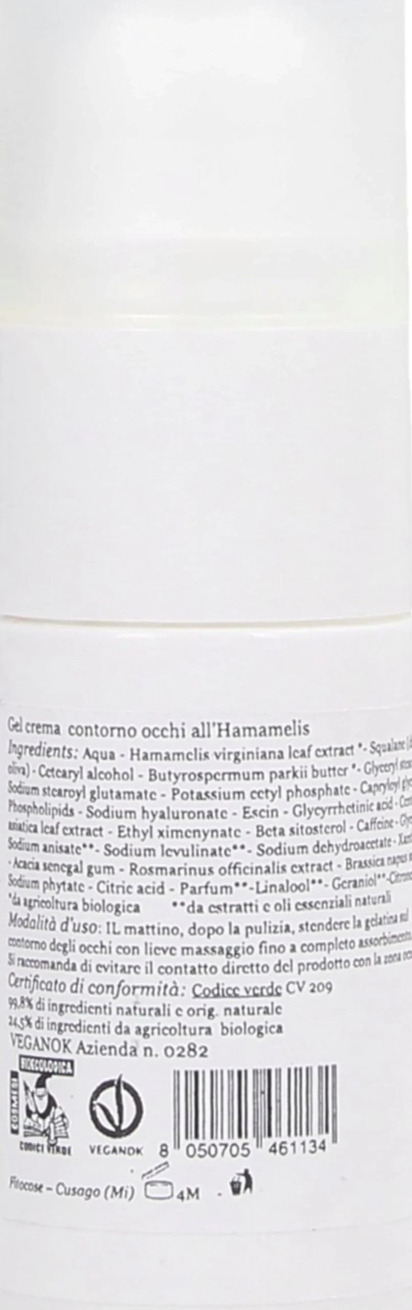 Gel Crema Contorno Occhi all'Hamamelis, 15 ml