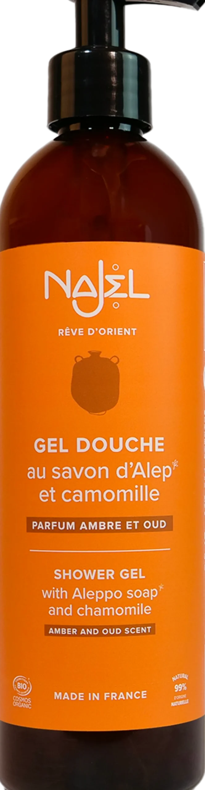 Gel Doccia al Sapone di Aleppo, all'Ambra e all'Oud, 500 ml