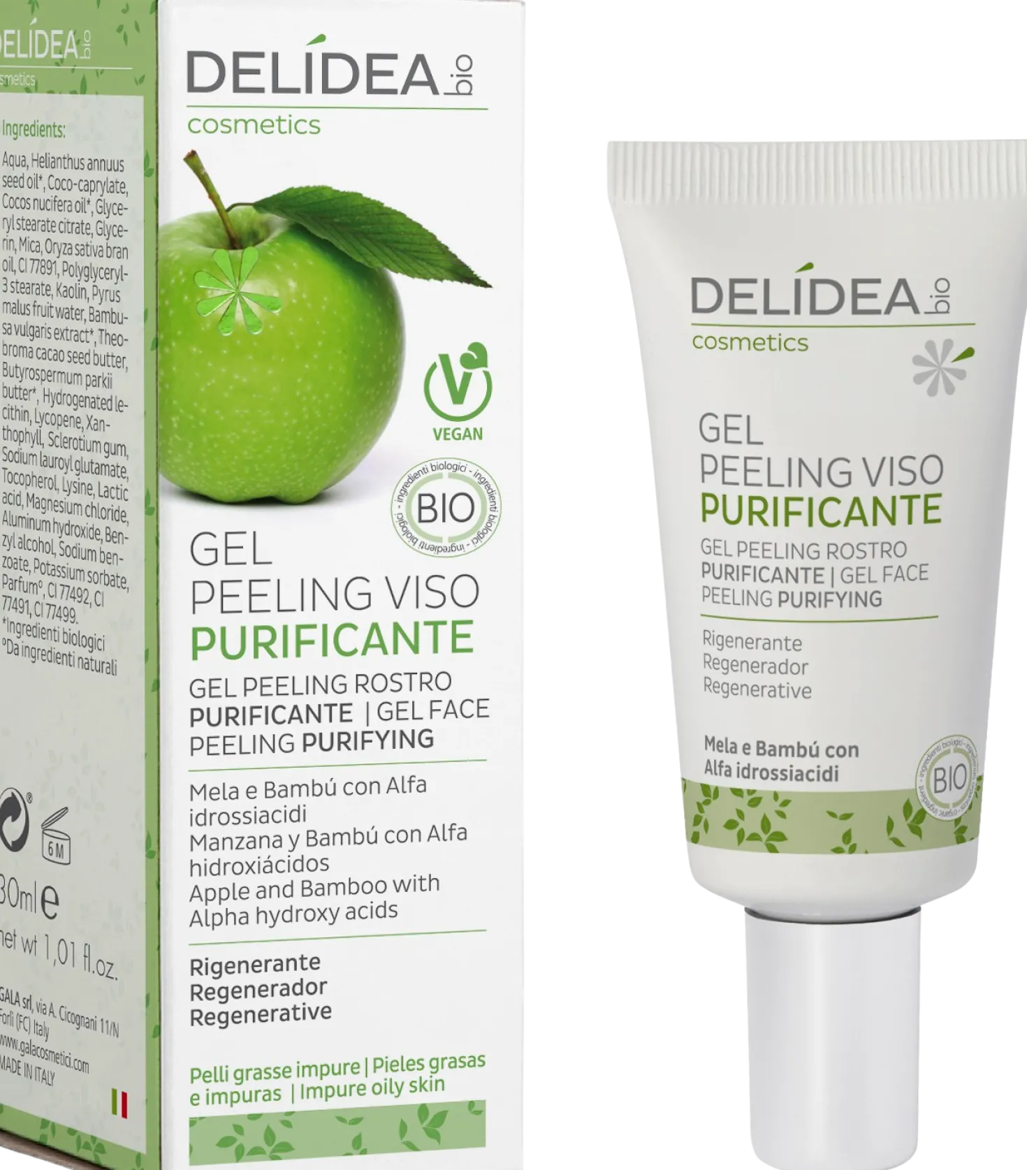 Gel Peeling Viso Purificante Mela & Bambù, 30 ml