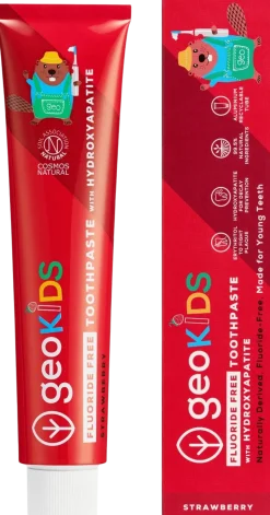 geoKIDS Fluoride Free Toothpaste Strawberry & Hydroxyapatite, 75 ml