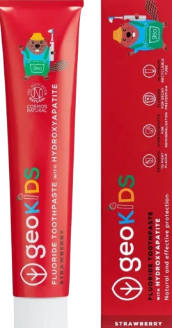 geoKIDS Fluoride Toothpaste Strawberry & Hydroxyapatite, 75 ml