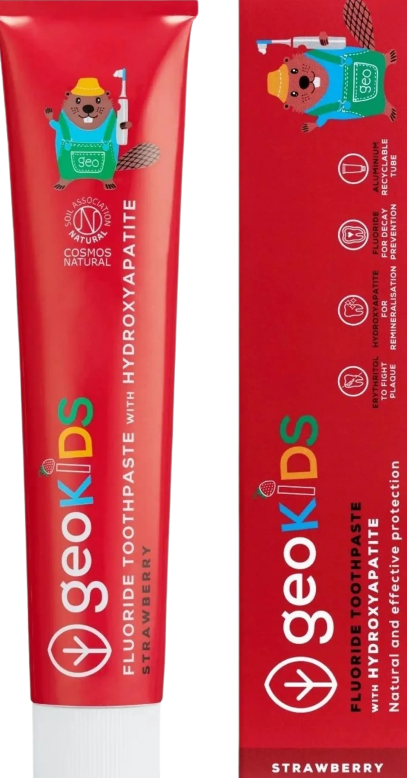geoKIDS Fluoride Toothpaste Strawberry & Hydroxyapatite, 75 ml