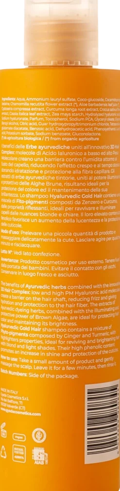 Hyalurvedic Shampoo Riflessante Gold Hair, 200 ml