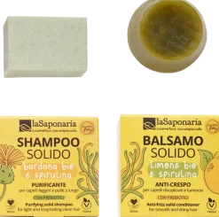 Kit Shampoo e Balsamo Solidi per Capelli Grassi, 90 g