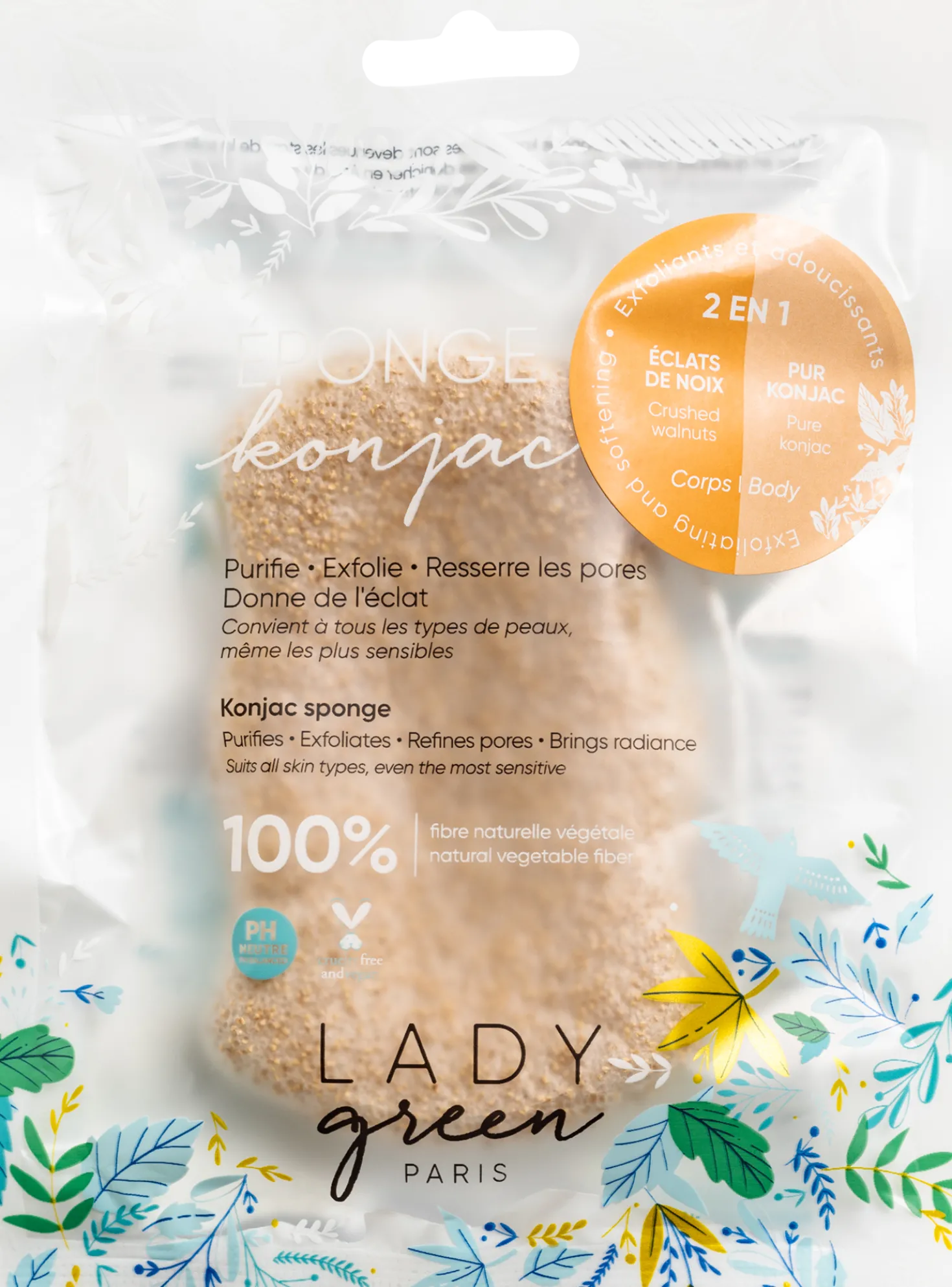 Konjac Body Sponge Walnut