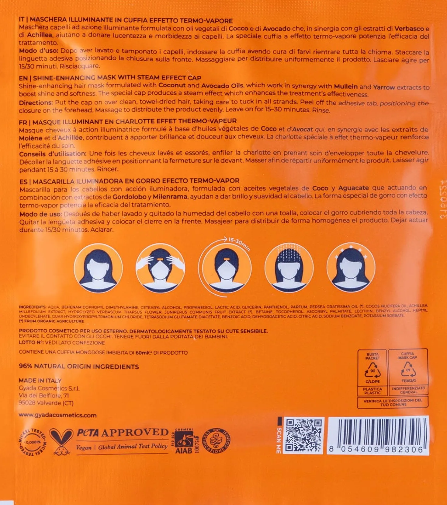 Maschera Capelli in Tessuto Illuminante e Rivitalizzante, 60 ml