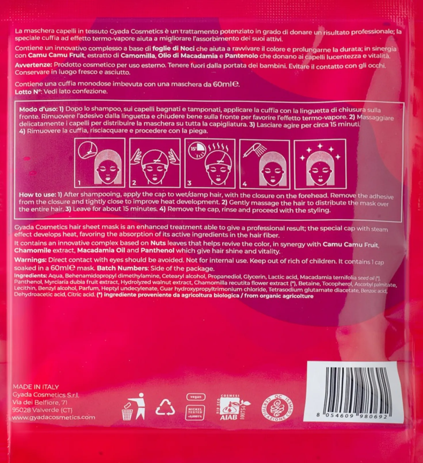 Maschera Capelli in Tessuto - Protettiva e Ravviva Colore, 60 ml