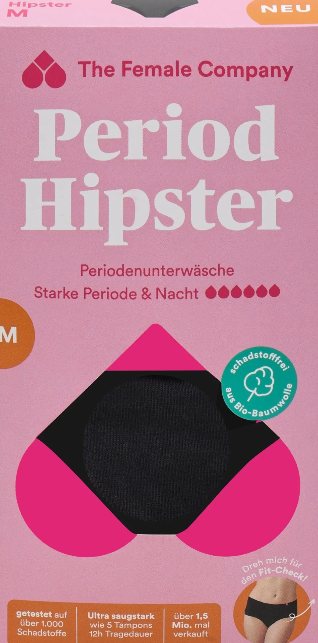 Mutande Mestruali - Hipster Cotton Black, S