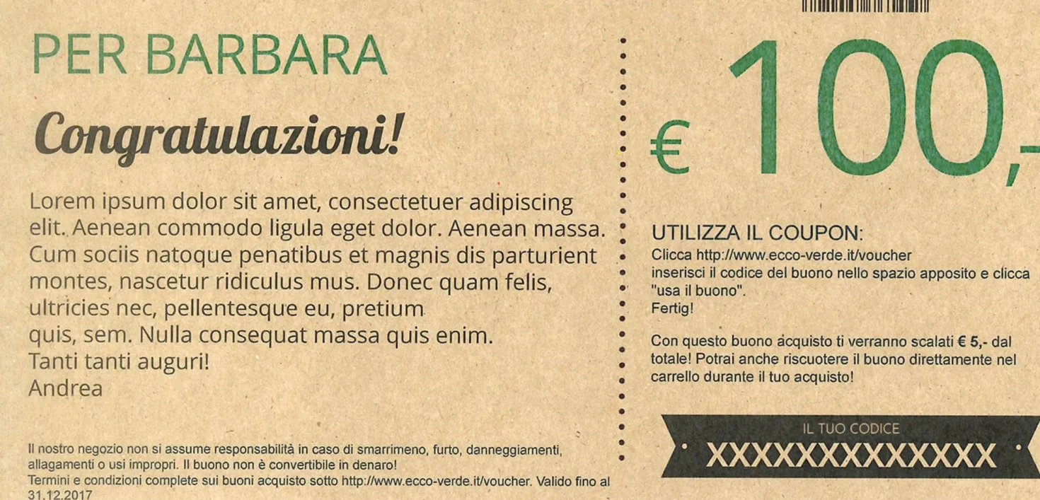 Nicest Wishes! - Buono Regalo Stampato su Carta Riciclata, Buono "Nice Wishes"
