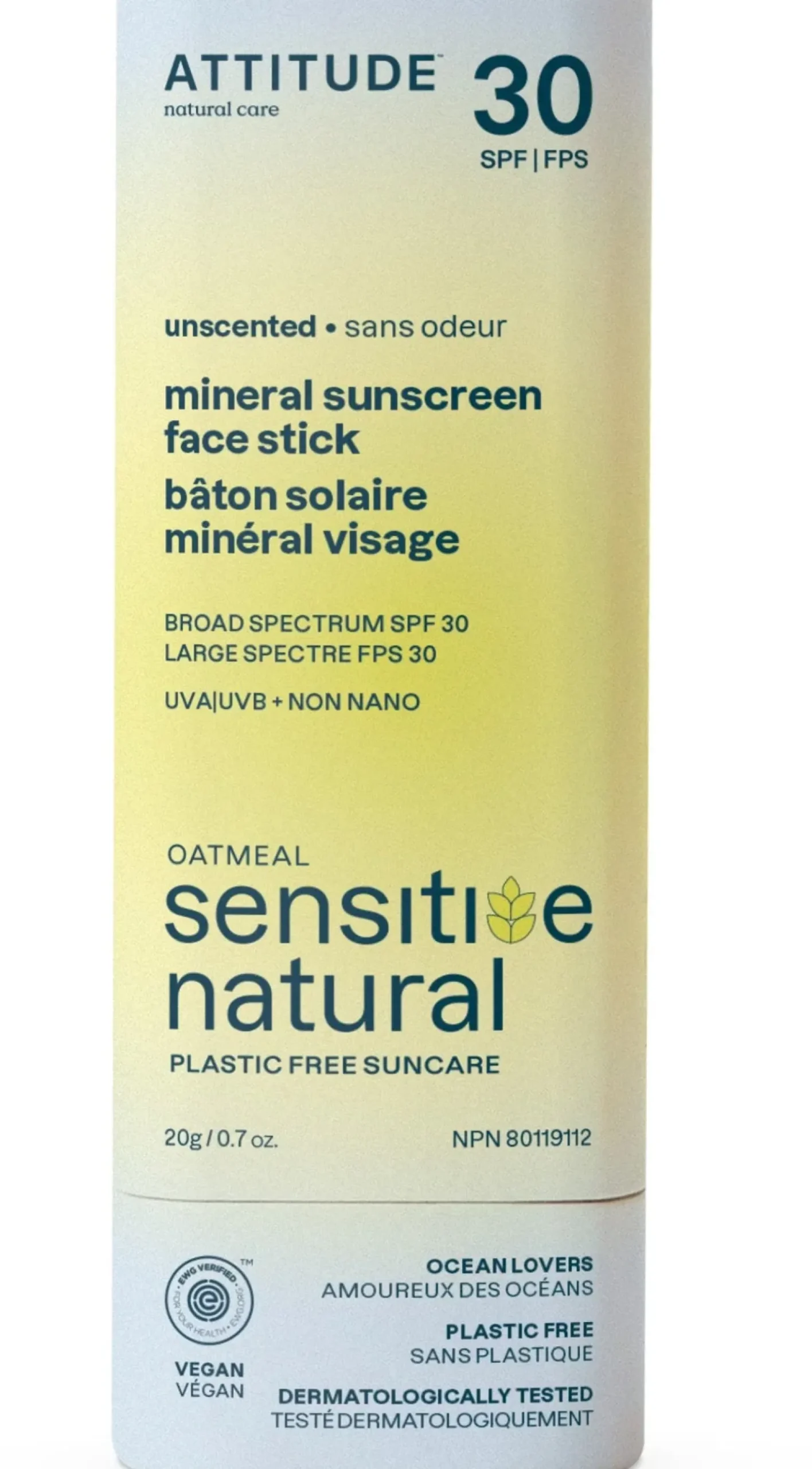 Oatmeal Sensitive Sunscreen Face Stick SPF 30, 20 g