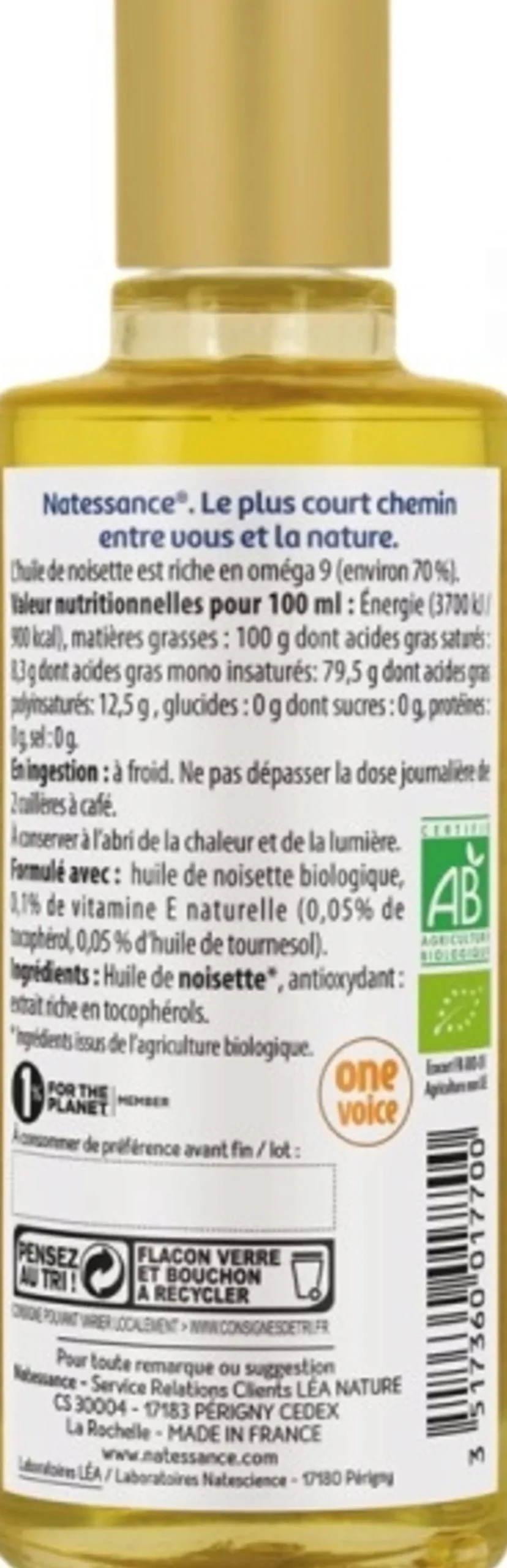 Olio di Nocciola Biologico, 100 ml